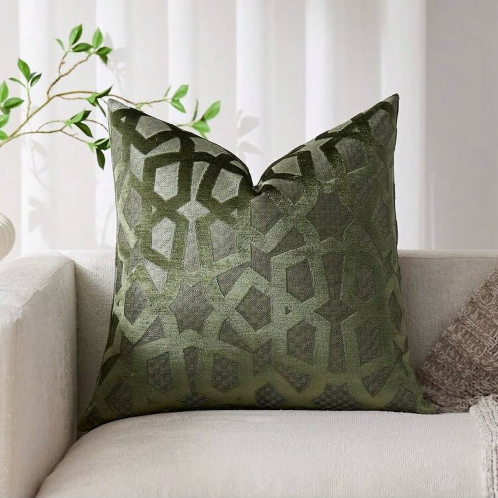 Green Geometric Throw Pillow